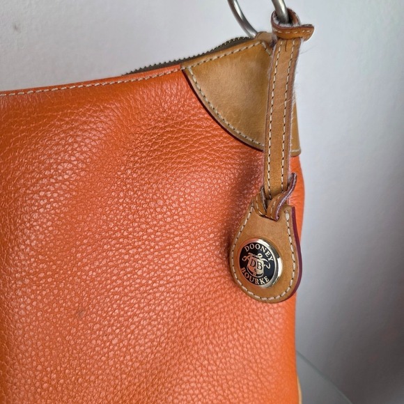 Dooney & Bourke Small O-Ring Slouch Shoulder Bag Orange Pebble Leather Purse - Picture 3 of 14